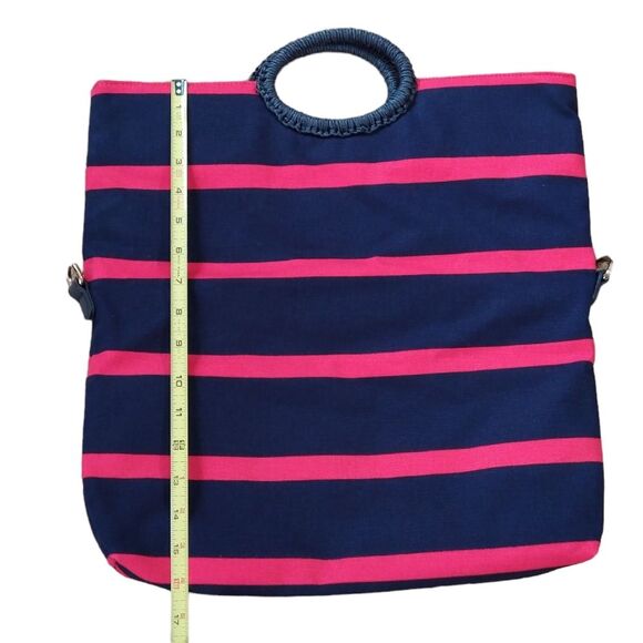 NWOT Talbots Large Nautical Striped Canvas Tote Clutch Shoulder Bag - Picture 7 of 9
